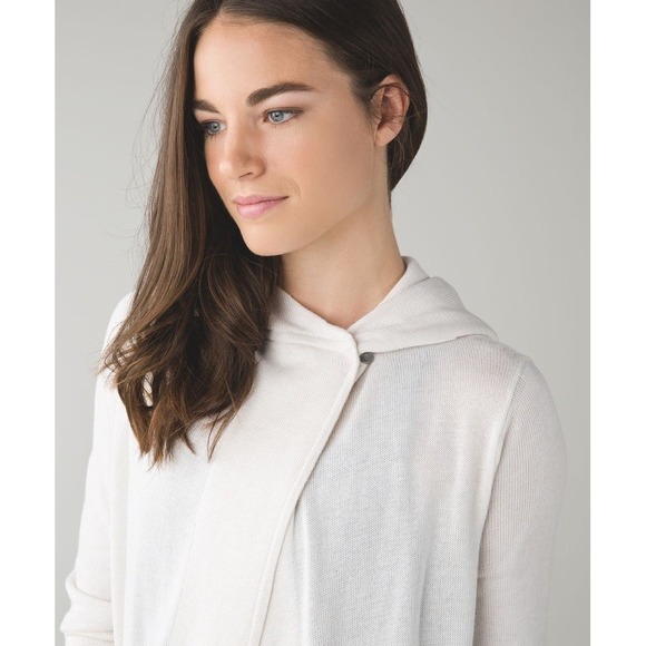 lululemon athletica Sweaters - Lululemon Peace Of Mind Cardigan in Heathered White, Sz 4 Hooded, MSRP $138